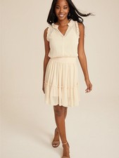 Maurices Ivory Ruffle Trim Skater Mini Dress Sz S Boho Summer Fashion