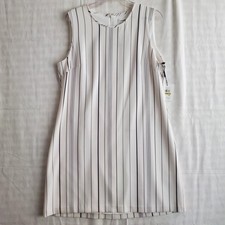 Calvin Klein Sleeveless Sheath, Size 14 Slimming Design White/Navy Stripes NWT