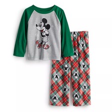 New 2pc Disney Jammies For Families Mickey Mouse Holiday PJS Pajamas Set 2T NWT