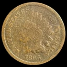 1866 Indian Head Cent - Antique United States of America 1c Penny Coin