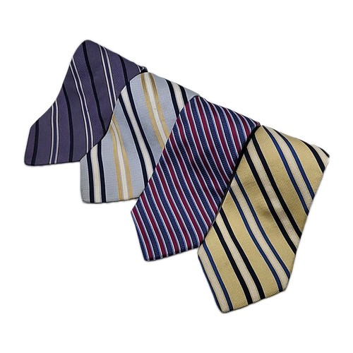 Lot 4 Tommy Hilfiger Repp Ties 90s Y2K 100% Silk Blue Yellow Stripe USA Vintage - Picture 2 of 12