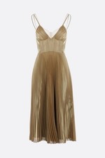 PRADA Beige Pleated Tech Voile Dress New  Authentic