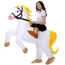 Stegosaurus Inflatable Horse Costume Adult Halloween Blow Up One Size, White