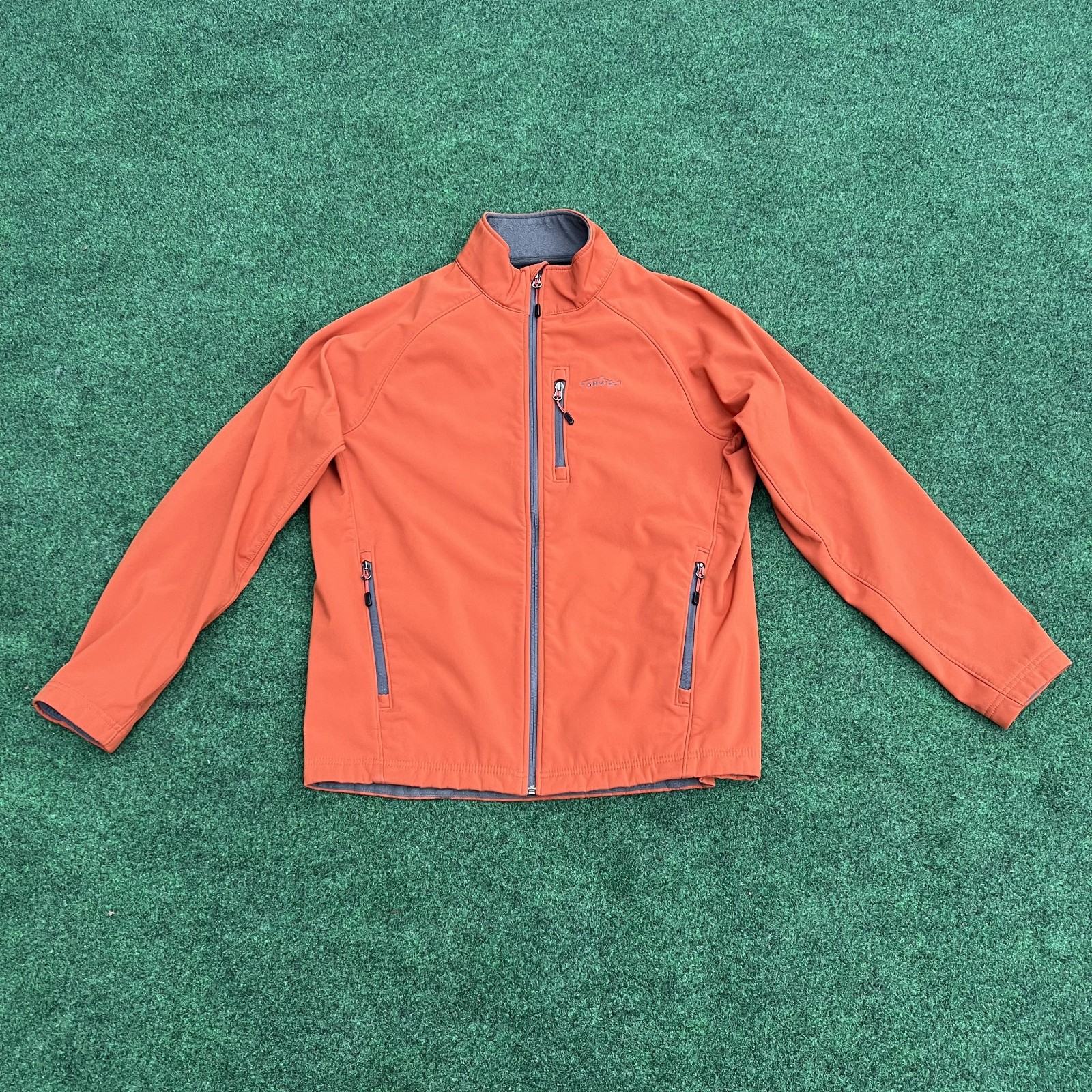 Orvis Orange Softshell Full Zip Jacket Size Medium - image 1