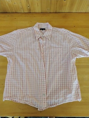 men's kickers red pink and white button down short sleeve shirt