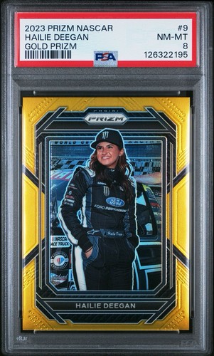 2023 Prizm Racing Hailie Deegan #9 NASCAR Gold Prizm Parallel PSA 8