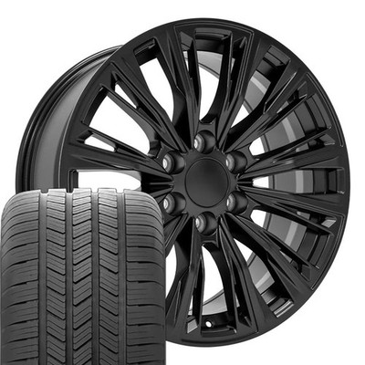 OE Wheels CA93 20x9 Black Rims & Bridgestone Tires Set 6x139.7 28 ET