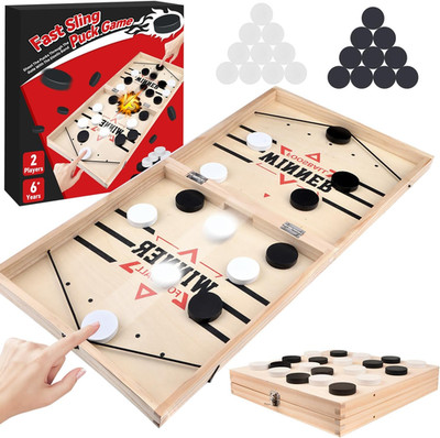 Vibbang Fast Sling Puck Spiel, 2 In1 Portable Shuffleboard Hockey Brettspiel, Ti