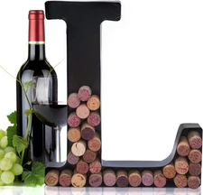 Metal Letter Wine Cork Keepsake Saver & Holder Monogram w/Free Wall Mount Kit A-