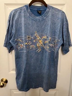 Churinga Australia T-Shirt DREAMTIME KANGAROO Men's M Light Blue 100% Cotton