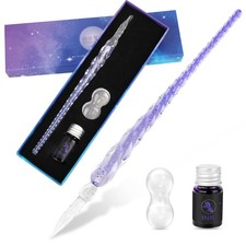 Luxiv Glass Ink Pen Set, Glass Dip Pen with Fluorescent Ink and Pen Holder Ar...