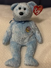 TY Beanie Baby Decade Light Blue 10 Year Anniversary Bear Birthday 2002