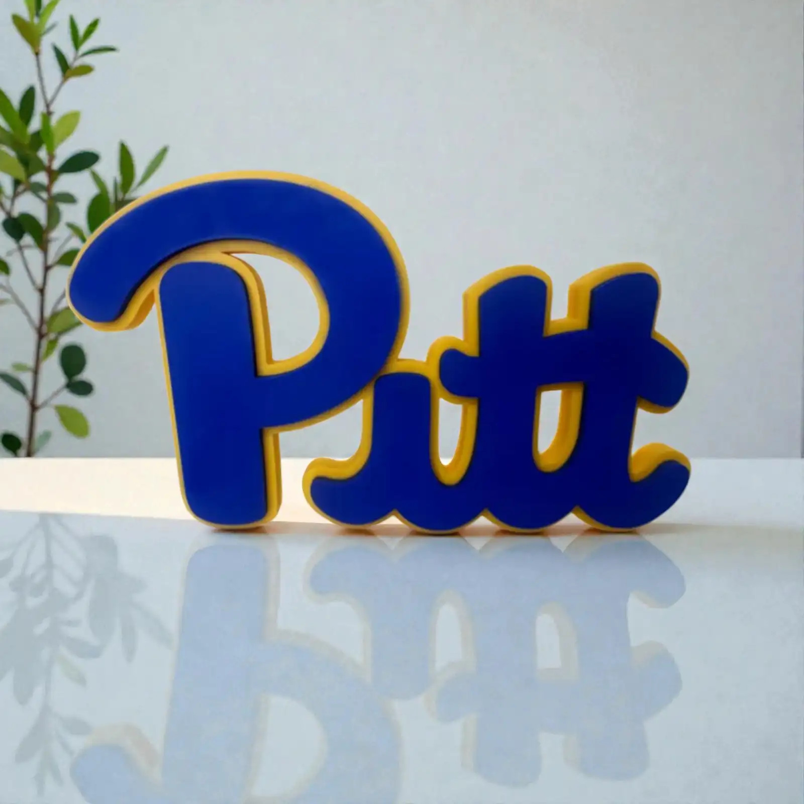 Pittsburgh Panthers Pitt Script Logo 3D Printed NCAA Desk Display Fan Sign
