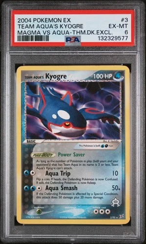 2004 POKEMON EX TEAM MAGMA VS TEAM AQUA #3 TEAM AQUA'S KYOGRE PSA 6