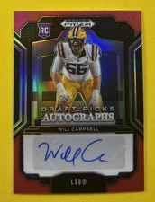 2025 Prizm Draft Picks Football Will Campbell #DPA-WCL Red Prizm /399 Autograph