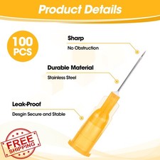 25 Ga 1/2 Inch Needles 13mm w/Cap Box 100 Individually Sealed Disposable