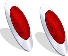 2Pcs 6.6in Oval Red LED Side Marker Lights Trailer Clearance Lights Color: Red
