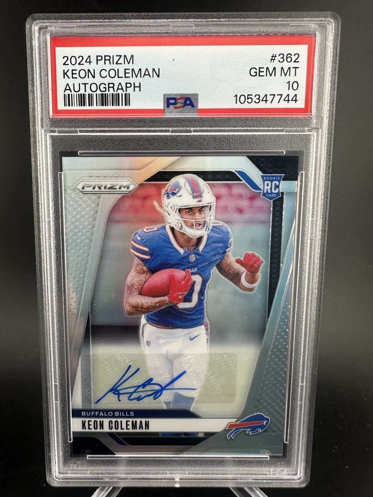 KEON COLEMAN 2024 Panini Prizm #362 Silver Prizm Rookie Auto (RC) PSA 10 - BILLS