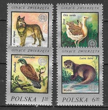 Poland 1977 Wildlife Fauna Tiere Dieren Animals Birds Vögel compl set MNH