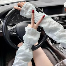 Fashion Lace Mesh Sun Protection Sleeves Solid Color Breathable Arm Sleeve Loose