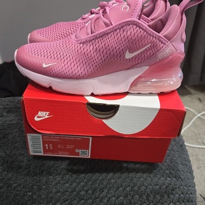 Nike Air Max 270 Unisex Kids 1.5Y Pink/White Mesh Low Top Sneakers