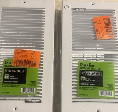 Ever Built 12  X 6  Baseboard Register Color White Lots Of Two