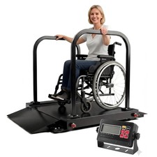 Double-Side Handle Wheelchair Scale with Dual Extended Detachable Ramp for Ho...