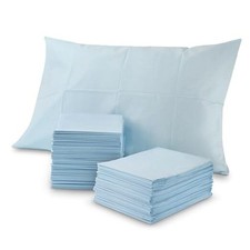   Disposable Pillow Case Covers, Tissue/Poly 21" x 30" 100 Count Blue