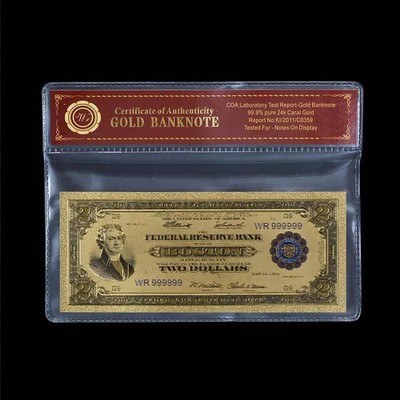 1918 US $2 Gold Banknote With bag and certificate