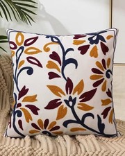 Embroidered Floral Boho Throw Pillow Cover 18" x 18" Pack of 1 Vintage Charm