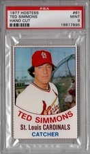 1977 Hostess Ted Simmons PSA 9 HOF HOT Set Registry RARE Hand Cut