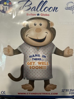 32  Foil Get Well  Soon Monkey Balloon NEW