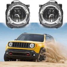 Driver & Passenger Headlights Fit For 15-18 Jeep Renegade Projector DRL Headlamp