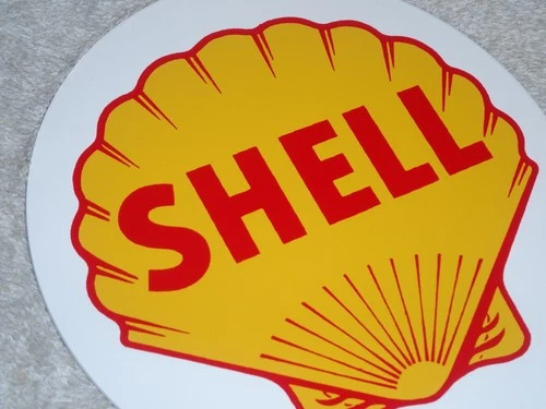 VINTAGE "SHELL MOTOR OIL" 5.5" PORCELAIN METAL LUBESTER GASOLINE SIGN PUMP PLATE
