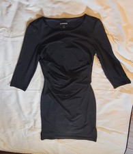 Express Sheath Dress Ruched Waist 3/4 Sleeve Black Dress