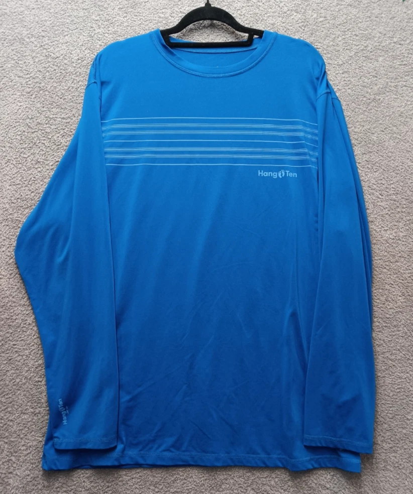 Hang Ten Men’s UPF 50+ Long Sleeve Performance Shirt Blue Size XXL