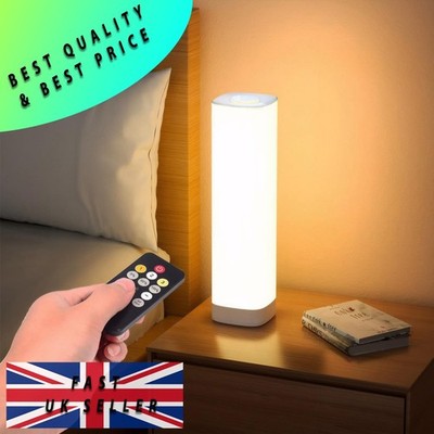 Semlos LED Tischlampe für Schlafzimmer, Lese Nachtlicht mit 3 Farben und 10 Dimma