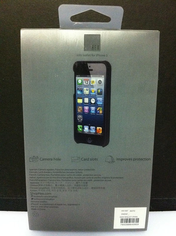 Estuche rígido de cuero tipo billetera HEX Solo con ranuras para tarjetas de identificación para iPhone SE iPhone 5S negro Foto 2 de 2