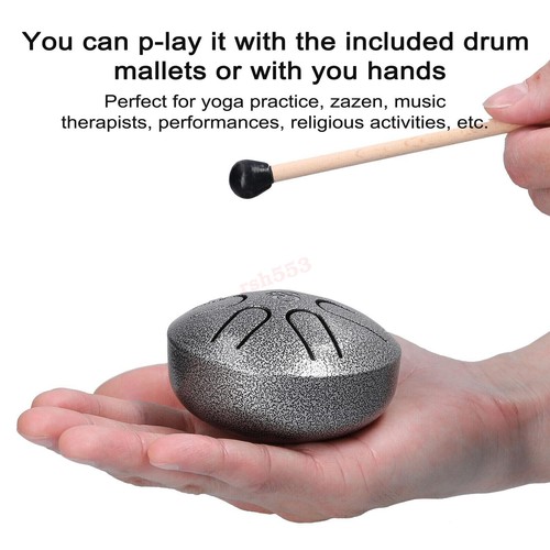 2024 Hot New 3 Inch 6 Tones Mini Steel Tongue Sound Healing Drum Kit w/ Mallets - Picture 9 of 20