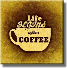 Life Begins After Coffee Picture on Stretched Canvas, Wall Art D cor, Ready to H