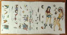 1989 Don Ed Hardy Traditional Vintage Style Tattoo Flash 33 Sheet Set USA 11X16"