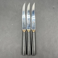 VTG Sheffield stainless Steel Black Bakelite Handled Steak Knifes Set Of 3