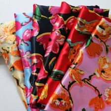 1 Yard X 1.48 meter Vintage Lemon Floral Satin Fabric Soft Sleep Gown Material