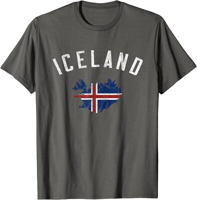 Vintage Varsity Iceland Cool Coountry Lover Map Unisex T-Shirt