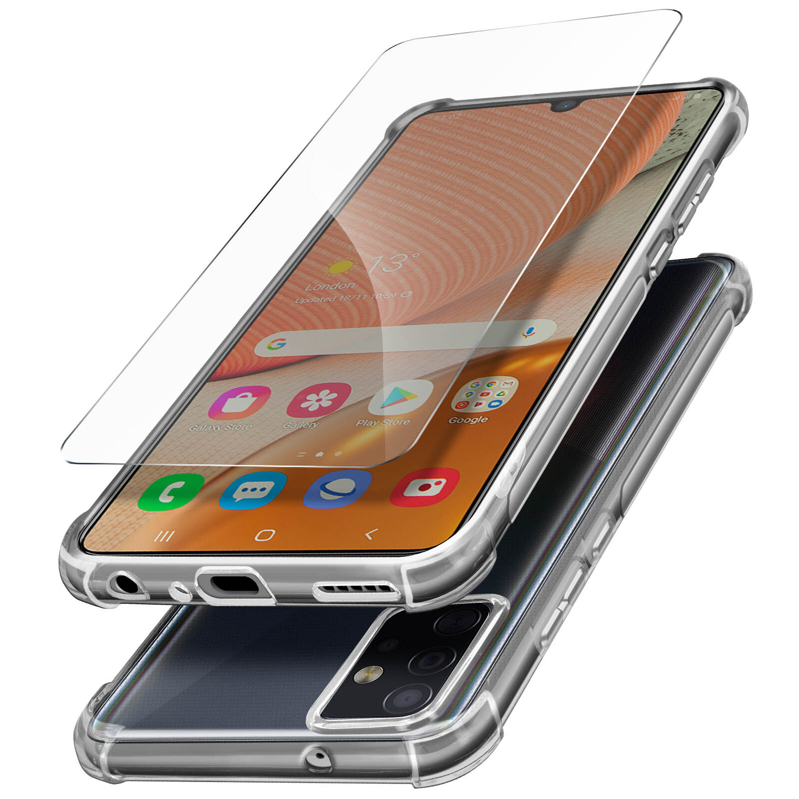 Protective pack for Samsung Galaxy A72 Flexible cover + 9H tempered glass film
