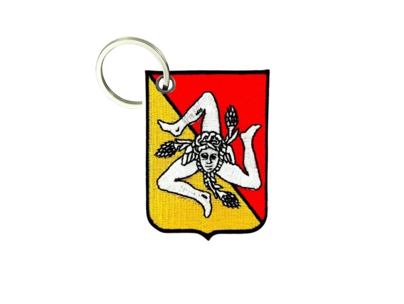Portachiave Chiavi Chiave Ricamo Toppa Bandiera Stemma Scillica Sicilia