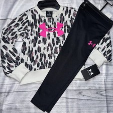 Under Armour Little Girls Leopard Sweatshirt Leggings Outfit Set NEW