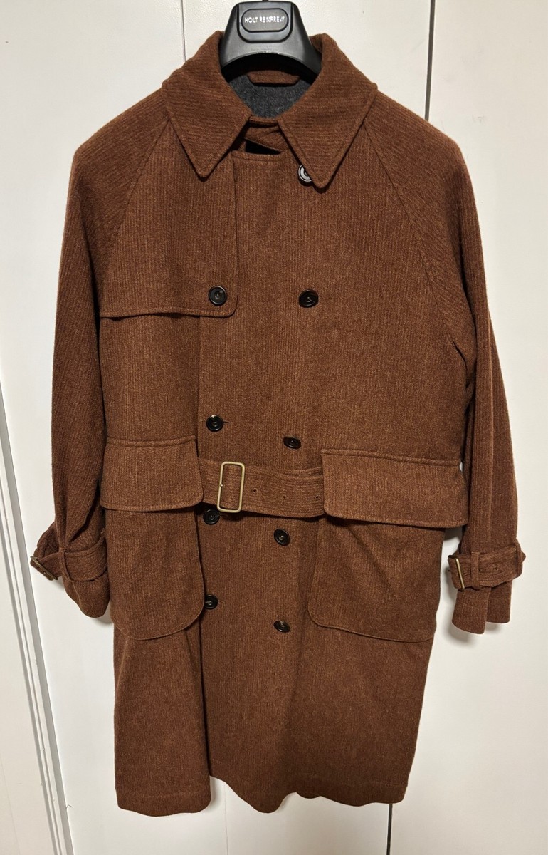 S.E.H Kelly Trench Coat/ Overcoat in Bedford Cord Russet - Large