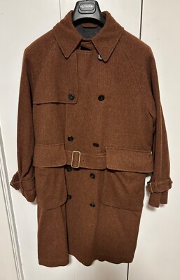 S.E.H Kelly Trench Coat/ Overcoat in Bedford Cord Russet - Large