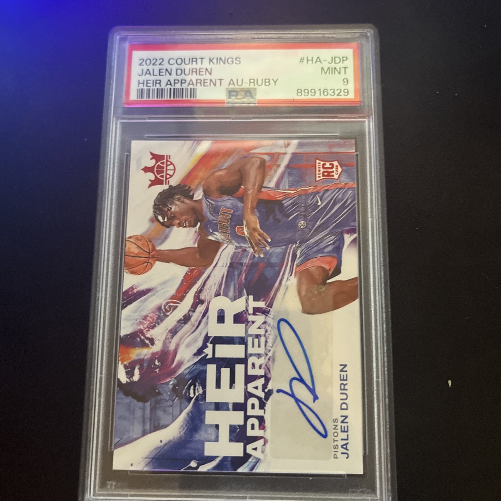 2022-23 Panini Court Kings - Heir Apparent #HA-JDP Jalen Duren /99 psa 9